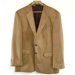 Vintage Lauren Ralph Lauren Sport Jacket Two Button Faux Suede Tan Mens Size 42S